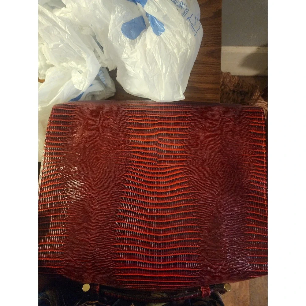 Vintage Estee Lauder Large Red Cosmestic Briefcase Faux Crocodile Plus Extra
